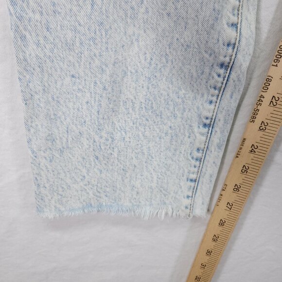 Alice + Olivia Distressed Slouchy Straight Jeans Size 28 Loose Fit Torn Raw Hem - Picture 13 of 16